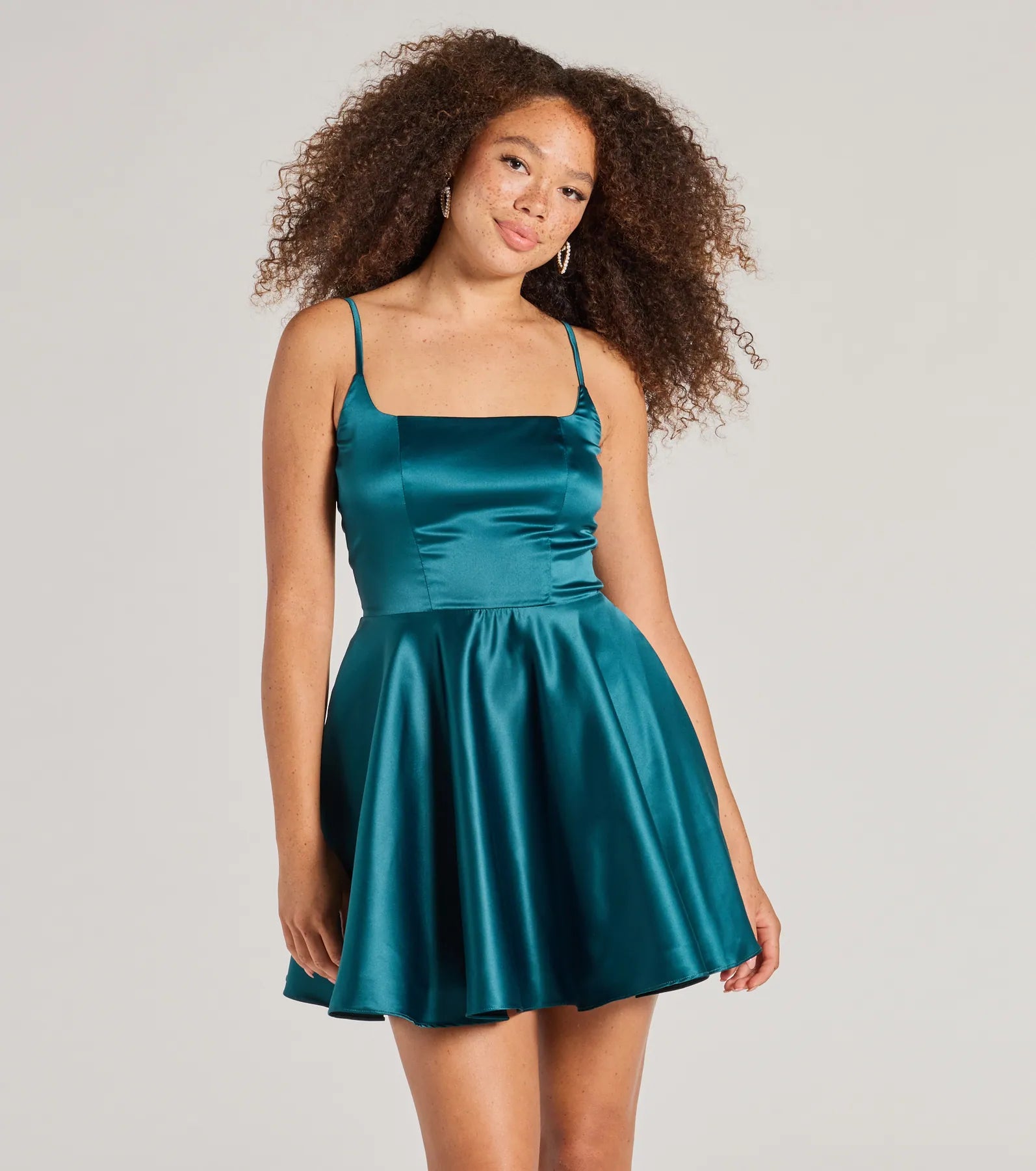 Mini dresses with cold - shoulder designsHaidie Sleeveless A-Line Satin Party Dress