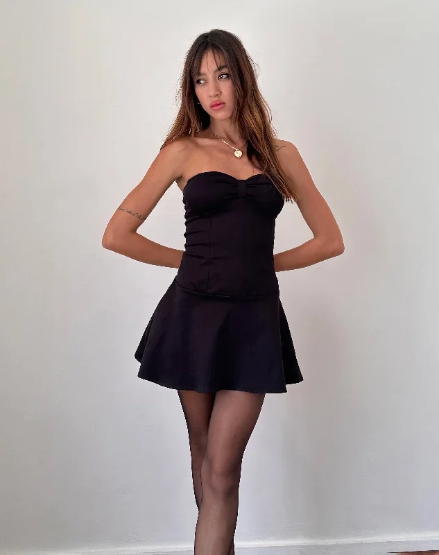 Mini dresses with wrap - around stylesJavas Bandeau Mini Dress in Black Sateen