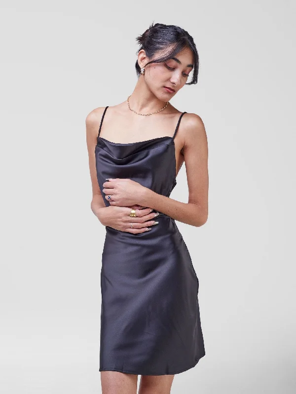 Mini dresses with cut - out details for a trendy lookSatin Mini With Bust Detail - Black Mini dresses with cut - out details for a trendy lookSatin Mini With Bust Detail - Black