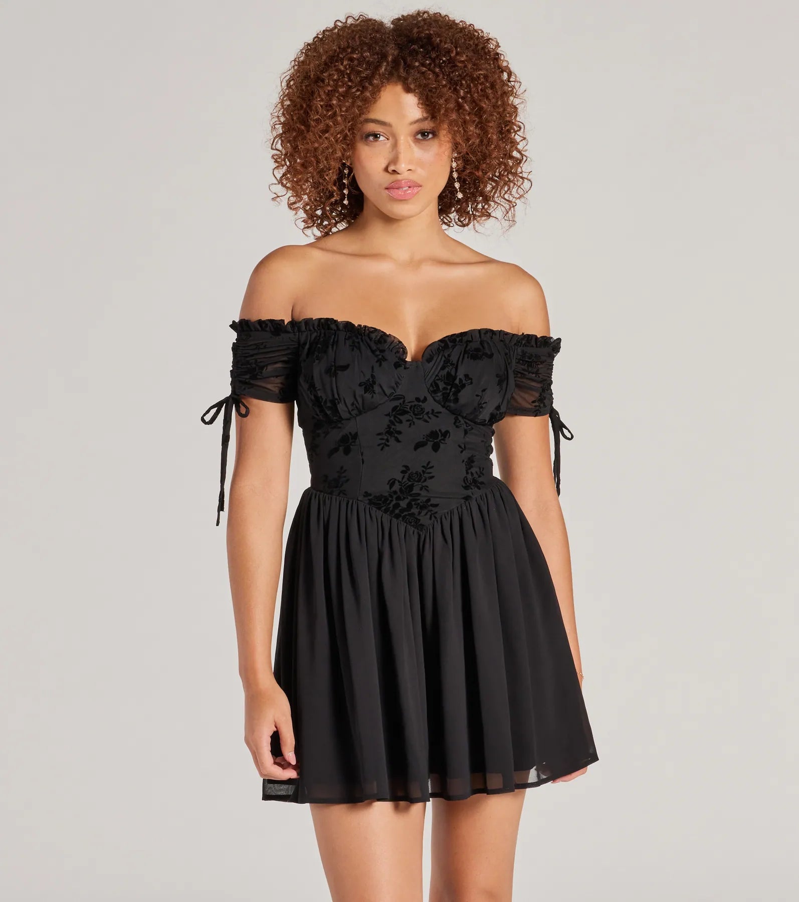 Radiating Luxe Flocked Velvet Skater Dress