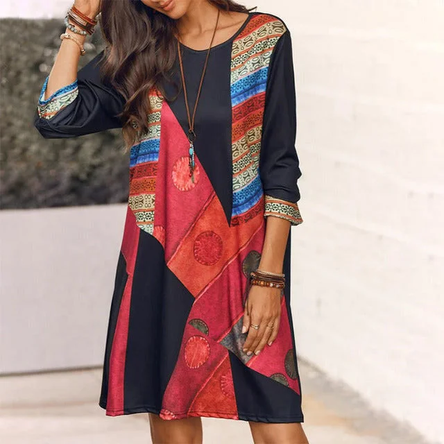 Vintage Bohemian Printed Dress