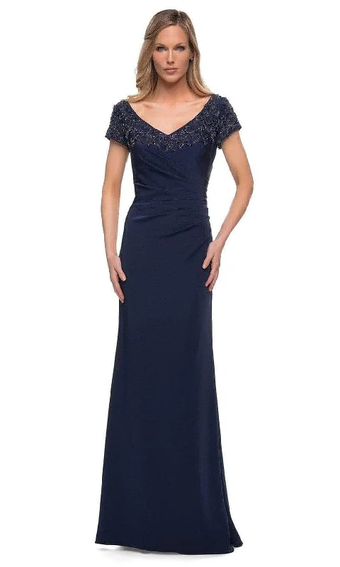 La Femme - 28321 V-Neck Fitted Evening Dress