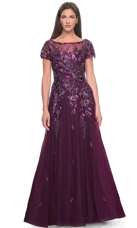 La Femme 31712 - Floral Lace Applique A-line Evening Dress