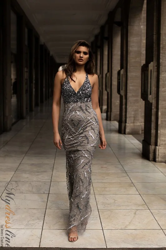 Prom dresses with side - slit skirts and beaded fringes for a glamorous appearanceChic and Holland AN1443 Prom dresses with side - slit skirts and beaded fringes for a glamorous appearanceChic and Holland AN1443