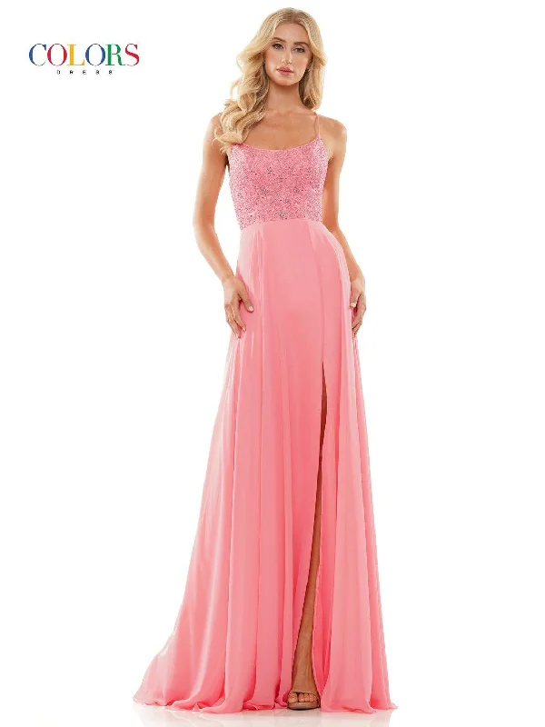 Colors 2933 Long Formal Chiffon Prom Dress