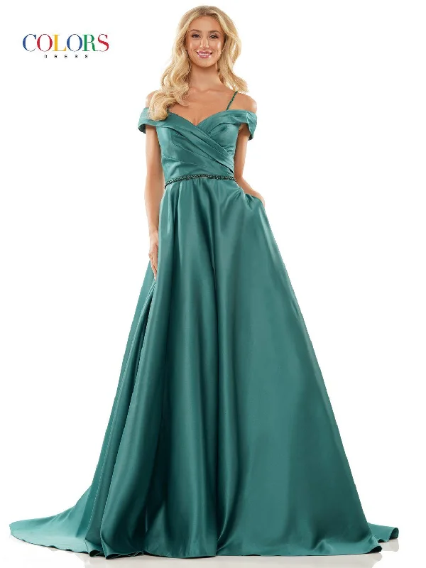 Colors 2938 Prom Long Off Shoulder Ball Gown