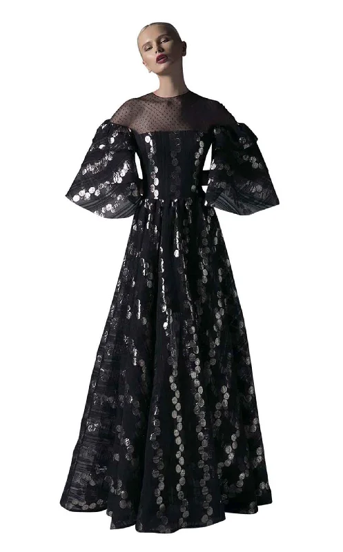 Prom dresses with tiered ruffled sleeves and satin skirts for a feminine and voluminous lookEdward Arsouni Couture SS0380 Dress Prom dresses with tiered ruffled sleeves and satin skirts for a feminine and voluminous lookEdward Arsouni Couture SS0380 Dress