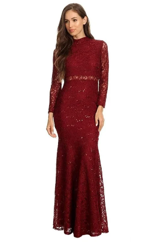 Eureka Fashion - 2095 Lace High Neck Trumpet Dress