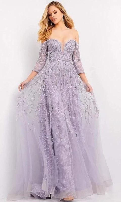Prom dresses with pom - pom - decorated hems and cotton - blend fabrics for a playful and comfortable formal styleJovani - 04632 Enchanting Beaded Off Shoulder Gown Prom dresses with pom - pom - decorated hems and cotton - blend fabrics for a playful and comfortable formal styleJovani - 04632 Enchanting Beaded Off Shoulder Gown