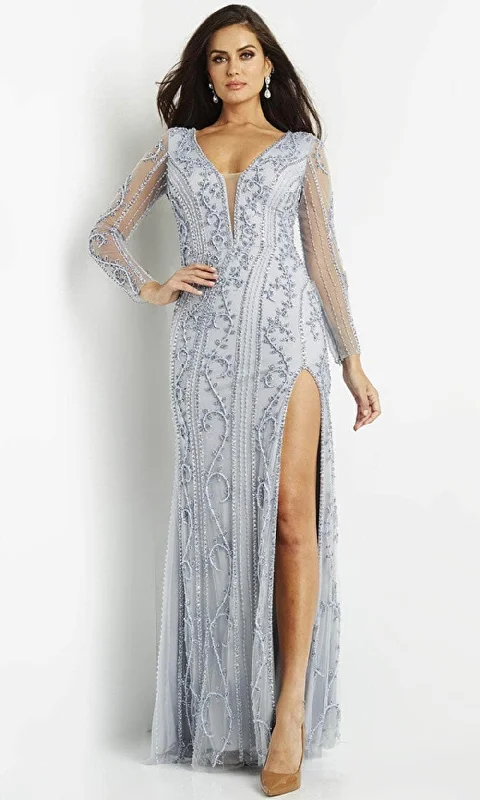 Prom dresses with gathered skirts and crystal - encrusted belts for a luxurious promJovani 07055 - Embellished Plunging Neck Evening Dress Prom dresses with gathered skirts and crystal - encrusted belts for a luxurious promJovani 07055 - Embellished Plunging Neck Evening Dress