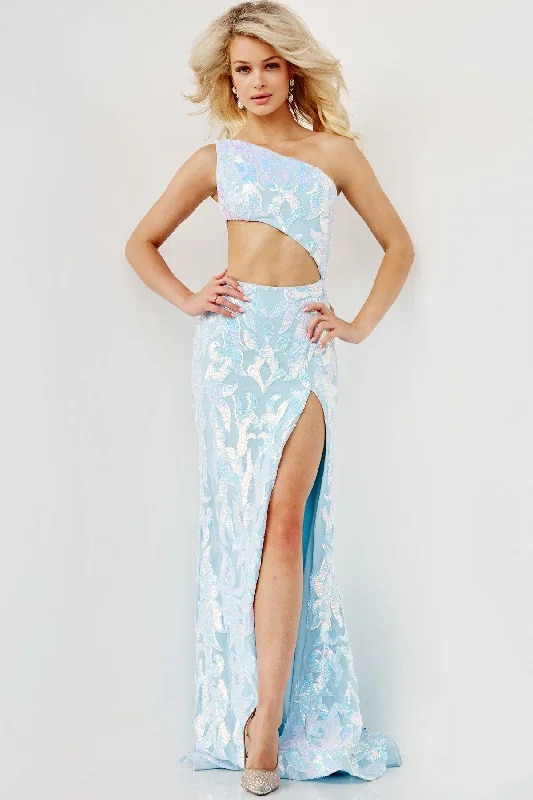 Jovani 22853 Long Formal One Shoulder Fitted Prom Gown