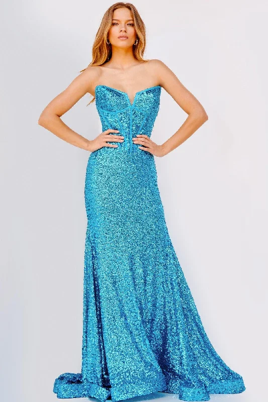 Jovani 23077 Long Strapless Mermaid Prom Gown