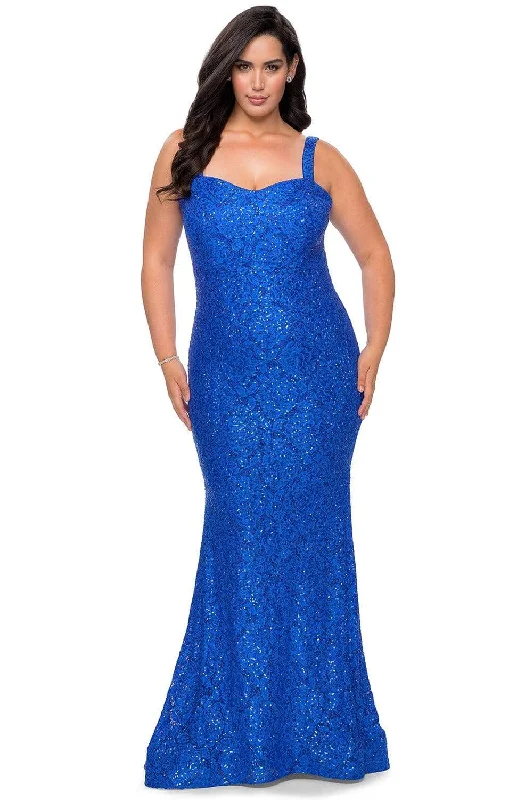 Formal dresses with halter necks and lace - up backs for a stylish promLa Femme - 28798 Rhinestone Embellished Sweetheart Simple Prom Dress Formal dresses with halter necks and lace - up backs for a stylish promLa Femme - 28798 Rhinestone Embellished Sweetheart Simple Prom Dress