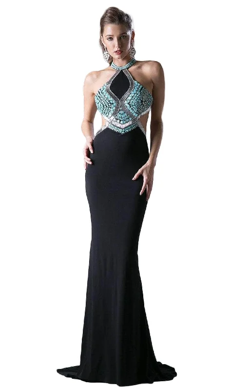 Ladivine 5012 - Embellished Halter Sheath Dress