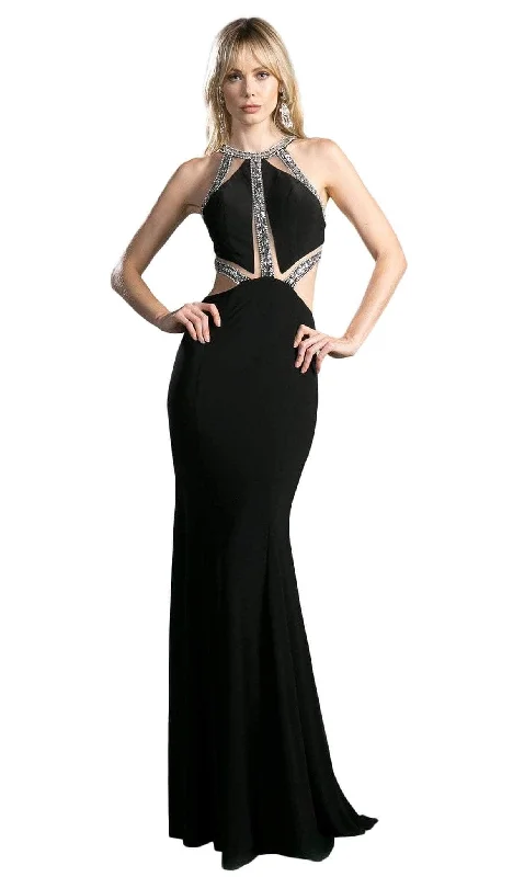 Ladivine 62139 - Bedazzled Halter Neck Sheath Dress