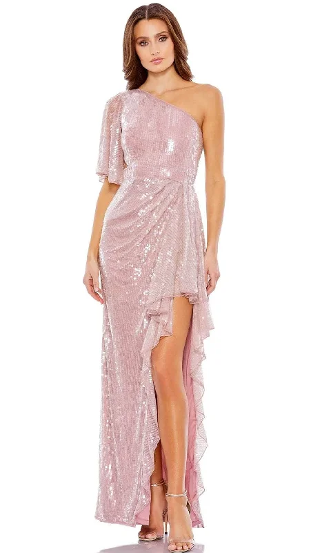 Formal dresses with one - shoulder ruffled straps and sequined bodices for a trendy and eye - catching lookMac Duggal 93662 - Asymmetrical Sequined Evening Dress Formal dresses with one - shoulder ruffled straps and sequined bodices for a trendy and eye - catching lookMac Duggal 93662 - Asymmetrical Sequined Evening Dress
