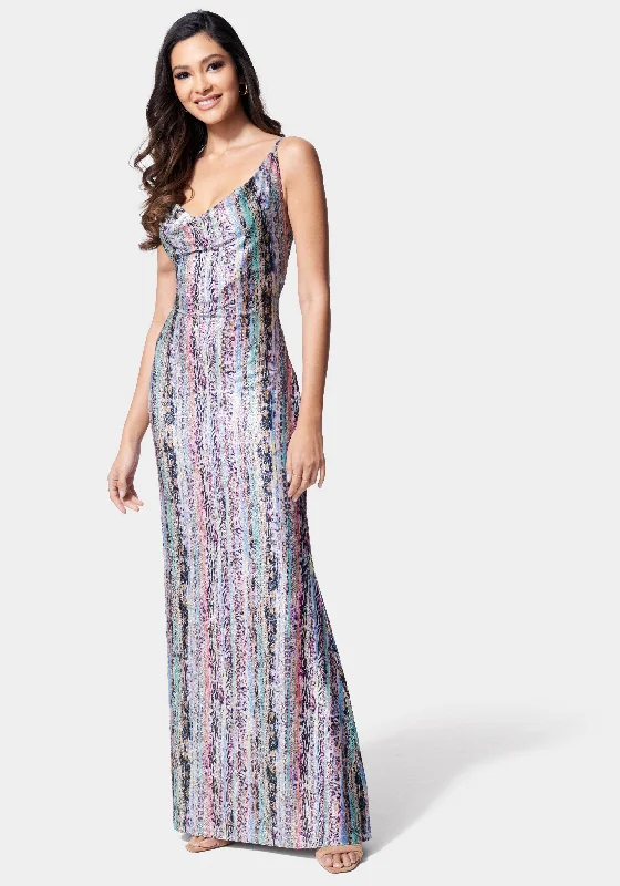 Printed Lurex Knit Gown