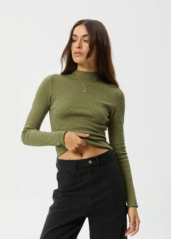 Puffer - Sleeve Women Long Sleeve Top for a Fashion - Forward LookAFENDS Womens Iconic - Long Sleeve Rib Top - Military Puffer - Sleeve Women Long Sleeve Top for a Fashion - Forward LookAFENDS Womens Iconic - Long Sleeve Rib Top - Military