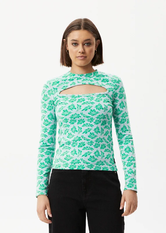Ruffled Cuff Women Long Sleeve Top with a Feminine TouchAFENDS Womens See You - Cut Out Long Sleeve Top - Powder Blue Ruffled Cuff Women Long Sleeve Top with a Feminine TouchAFENDS Womens See You - Cut Out Long Sleeve Top - Powder Blue