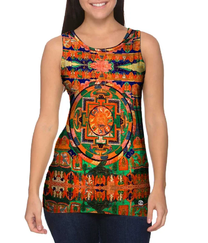 Plus Size Women's Puff - Sleeve Tank Tops in Pastel HuesAnonymous - "Tibetan Five Deity Mandala" (1700) Plus Size Women's Puff - Sleeve Tank Tops in Pastel HuesAnonymous - "Tibetan Five Deity Mandala" (1700)