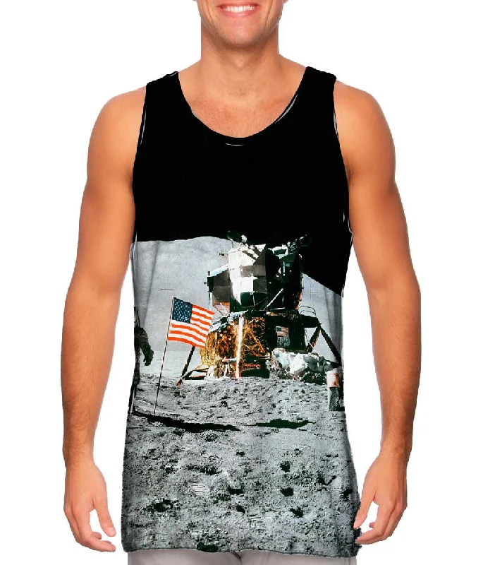 Crew Neck Women's Sustainable Tank Tops Made from Recycled MaterialsApollo 15 Flag On Moon Space Crew Neck Women's Sustainable Tank Tops Made from Recycled MaterialsApollo 15 Flag On Moon Space