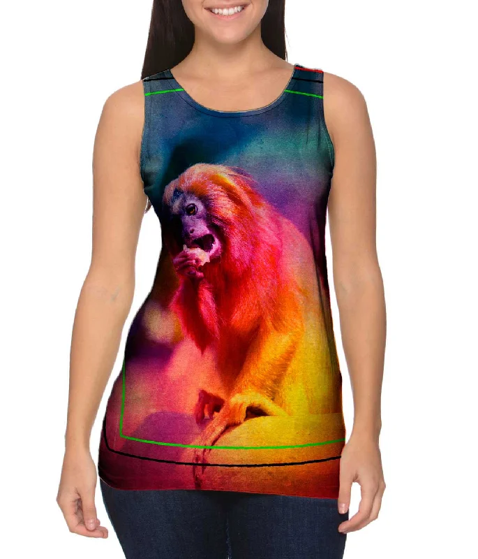Plus Size Women's Embroidered Tank Tops in Boho StylesApple Tamarin Monkey