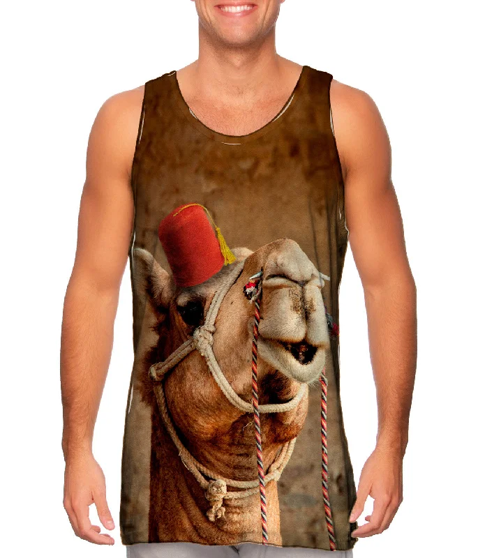 Women's Spaghetti Strap Tank Tops with Geometric PatternsArabian Fez Camel