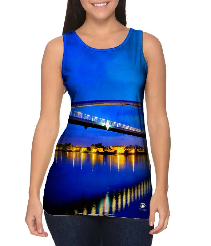 Plus Size Women's Puff - Sleeve Tank Tops in Pastel HuesArchitecture France Germany Switzerland Three Country Bridge Plus Size Women's Puff - Sleeve Tank Tops in Pastel HuesArchitecture France Germany Switzerland Three Country Bridge
