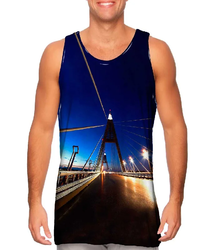 Women's Longline Tank Tops with Abstract PrintsArchitecture Megyeri Bridge Budapest Hungary Women's Longline Tank Tops with Abstract PrintsArchitecture Megyeri Bridge Budapest Hungary