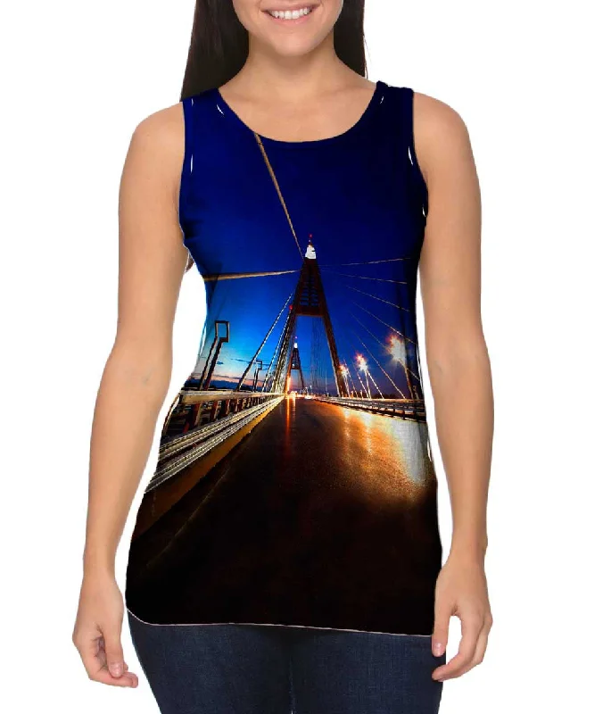 High - Neck Women's Silk Blend Tank Tops for a Luxurious FeelArchitecture Megyeri Bridge Budapest Hungary High - Neck Women's Silk Blend Tank Tops for a Luxurious FeelArchitecture Megyeri Bridge Budapest Hungary