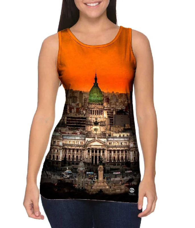 Plus Size Women's Puff - Sleeve Tank Tops in Pastel HuesArgentine National Congress Palace Buenos Aires Plus Size Women's Puff - Sleeve Tank Tops in Pastel HuesArgentine National Congress Palace Buenos Aires