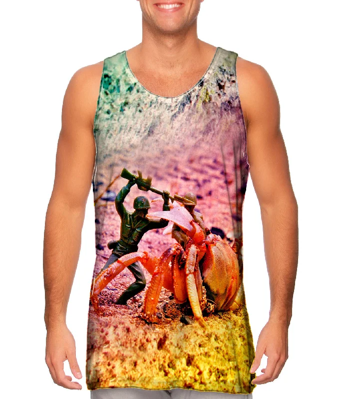 Women's Cropped Tank Tops with Vintage Band LogosArmy War Crab