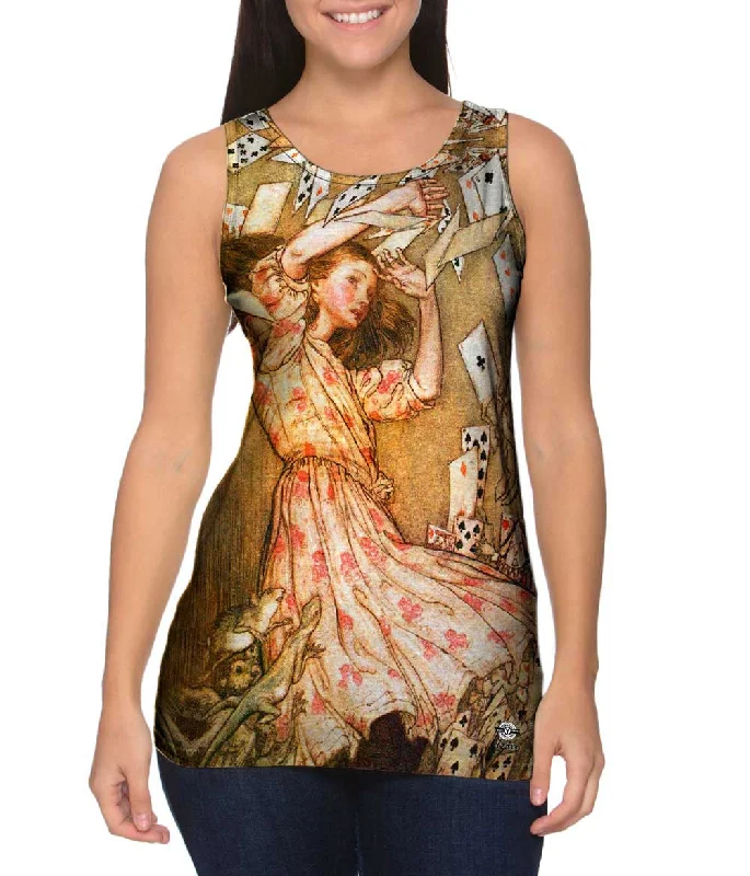Plus Size Women's Side - Slit Tank Tops in Metallic ShadesArthur Rackham - "Alice Nothing But A Pack Of Cards" (1911) Plus Size Women's Side - Slit Tank Tops in Metallic ShadesArthur Rackham - "Alice Nothing But A Pack Of Cards" (1911)