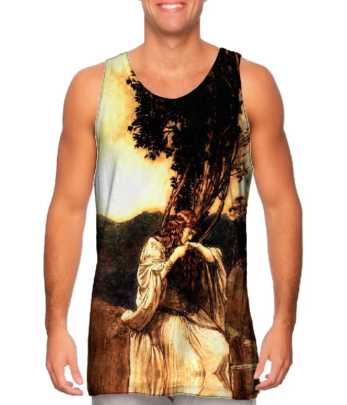 Crew Neck Women's Sustainable Tank Tops Made from Recycled MaterialsArthur Rackham - "Burnhilde Kisses The Ring" (1911) Crew Neck Women's Sustainable Tank Tops Made from Recycled MaterialsArthur Rackham - "Burnhilde Kisses The Ring" (1911)