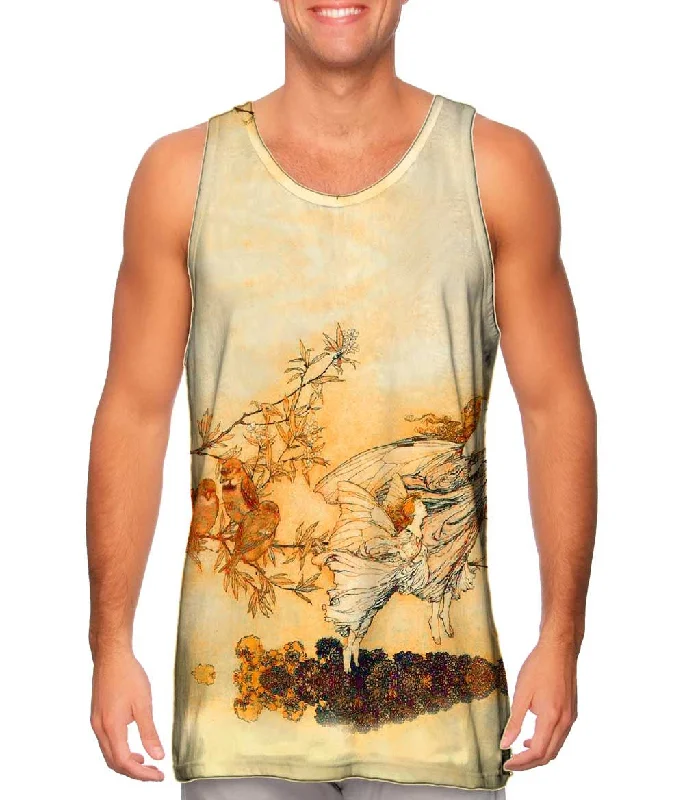 Mock Neck Women's Performance Tank Tops for CyclingArthur Rackham - "Fairies In The Spring" (1906) Mock Neck Women's Performance Tank Tops for CyclingArthur Rackham - "Fairies In The Spring" (1906)