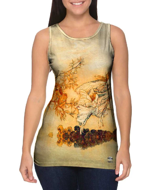 Women's Button - Down Tank Tops in Striped PatternsArthur Rackham - "Fairies In The Spring" (1906) Women's Button - Down Tank Tops in Striped PatternsArthur Rackham - "Fairies In The Spring" (1906)