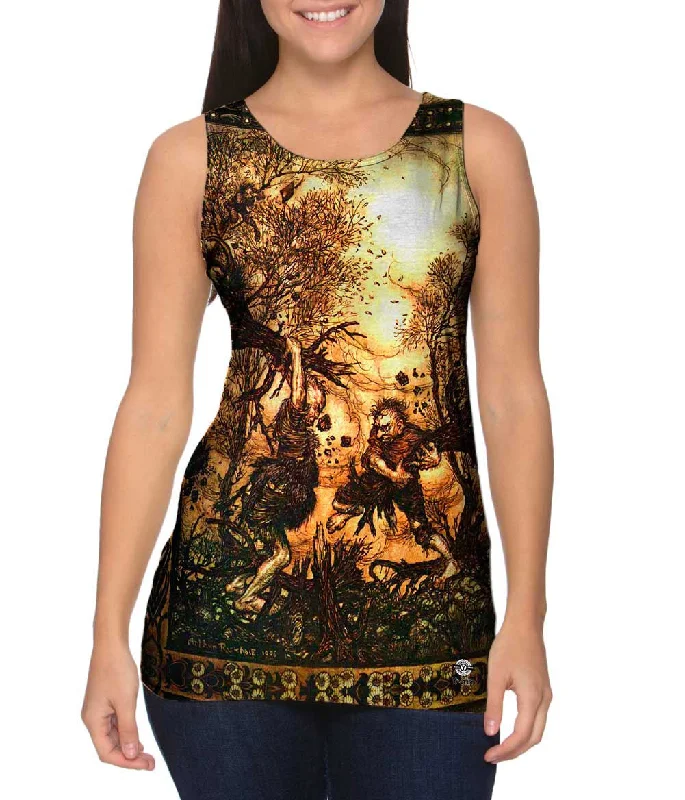 Plus Size Women's Puff - Sleeve Tank Tops in Pastel HuesArthur Rackham - "Fighting Trolls" (1911) Plus Size Women's Puff - Sleeve Tank Tops in Pastel HuesArthur Rackham - "Fighting Trolls" (1911)