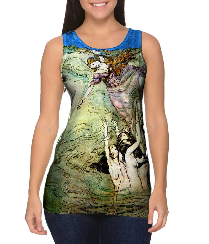 Plus Size Women's Glitter - Trimmed Tank Tops for Party NightsArthur Rackham - "Great Escape" (1909) Plus Size Women's Glitter - Trimmed Tank Tops for Party NightsArthur Rackham - "Great Escape" (1909)