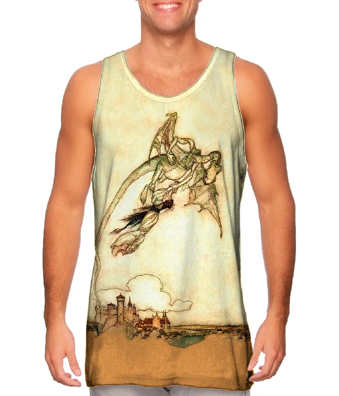 V - Neck Women's Moisture - Wicking Tank Tops for RunningArthur Rackham - "Grimms Fairy Tales Dragon Illustration" (1909) V - Neck Women's Moisture - Wicking Tank Tops for RunningArthur Rackham - "Grimms Fairy Tales Dragon Illustration" (1909)