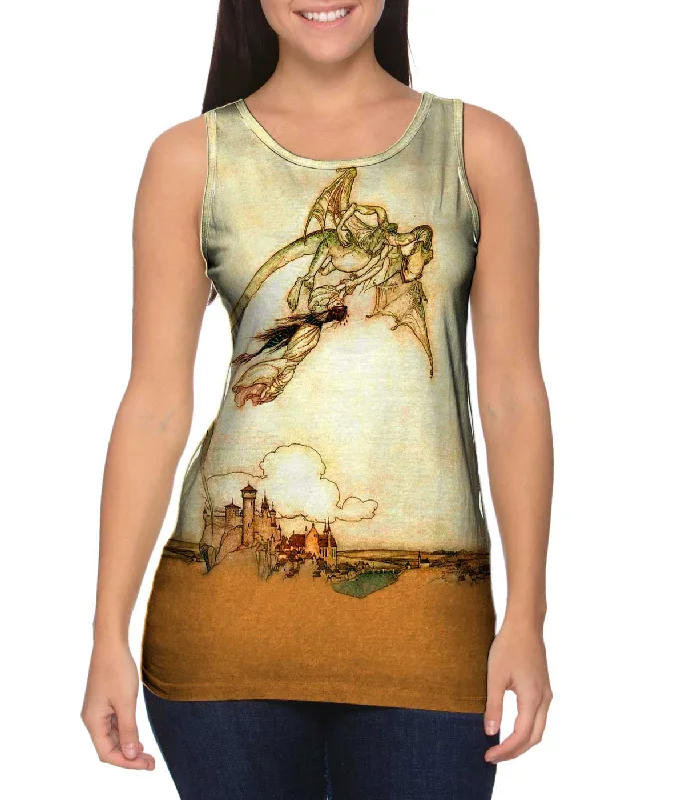 Women's Sleeveless Ribbed Tank Tops for a Trendy LookArthur Rackham - "Grimms Fairy Tales Dragon Illustration" (1909) Women's Sleeveless Ribbed Tank Tops for a Trendy LookArthur Rackham - "Grimms Fairy Tales Dragon Illustration" (1909)