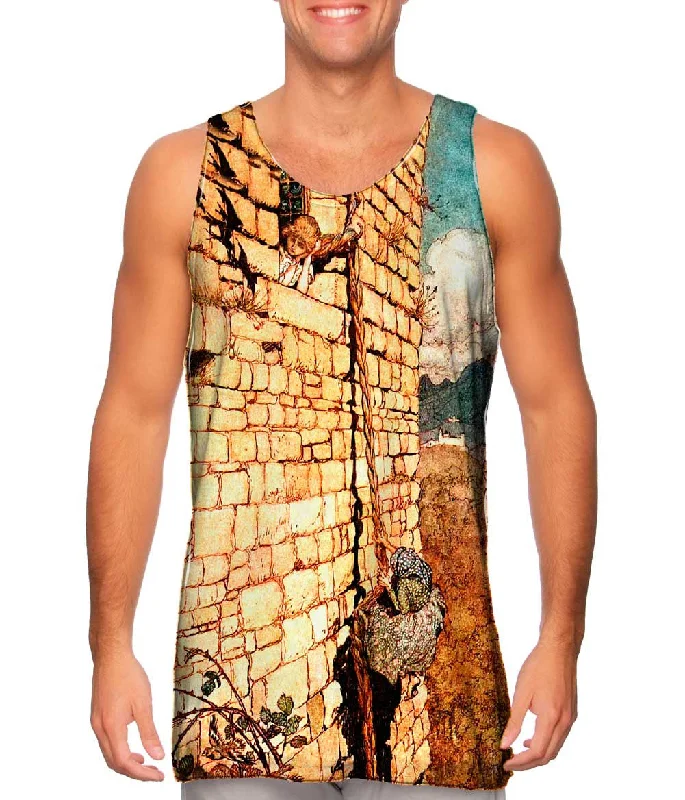 Women's Spaghetti Strap Tank Tops with Geometric PatternsArthur Rackham - "Grimms Fairy Tales Illustration 3 Rapunzel" (1909) Women's Spaghetti Strap Tank Tops with Geometric PatternsArthur Rackham - "Grimms Fairy Tales Illustration 3 Rapunzel" (1909)