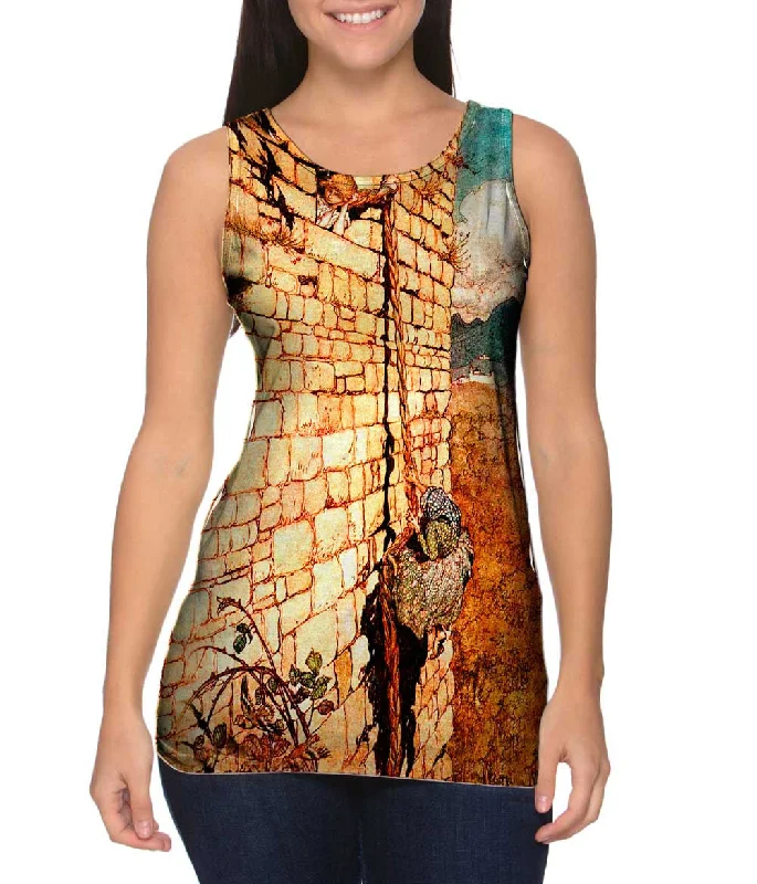 Scoop Neck Women's Linen Blend Tank Tops for SummerArthur Rackham - "Grimms Fairy Tales Illustration 3 Rapunzel" (1909) Scoop Neck Women's Linen Blend Tank Tops for SummerArthur Rackham - "Grimms Fairy Tales Illustration 3 Rapunzel" (1909)