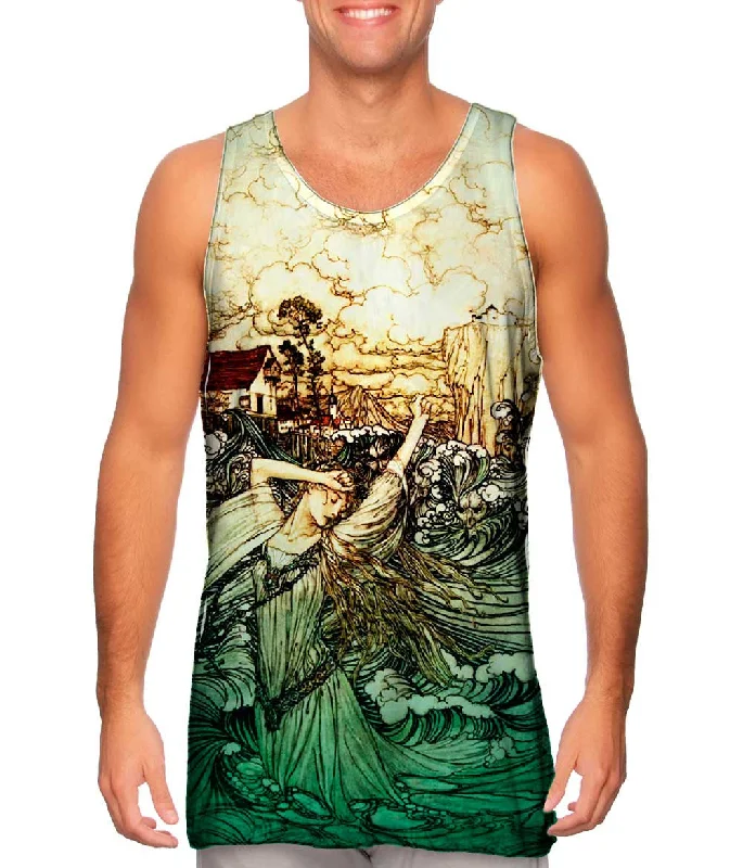 Women's Cropped Tank Tops with Vintage Band LogosArthur Rackham - "Lost In The Danube" Women's Cropped Tank Tops with Vintage Band LogosArthur Rackham - "Lost In The Danube"