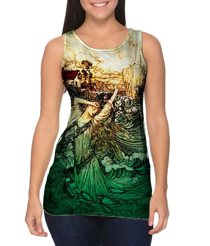 Crew Neck Women's Sustainable Tank Tops Made from Recycled MaterialsArthur Rackham - "Lost In The Danube" Crew Neck Women's Sustainable Tank Tops Made from Recycled MaterialsArthur Rackham - "Lost In The Danube"