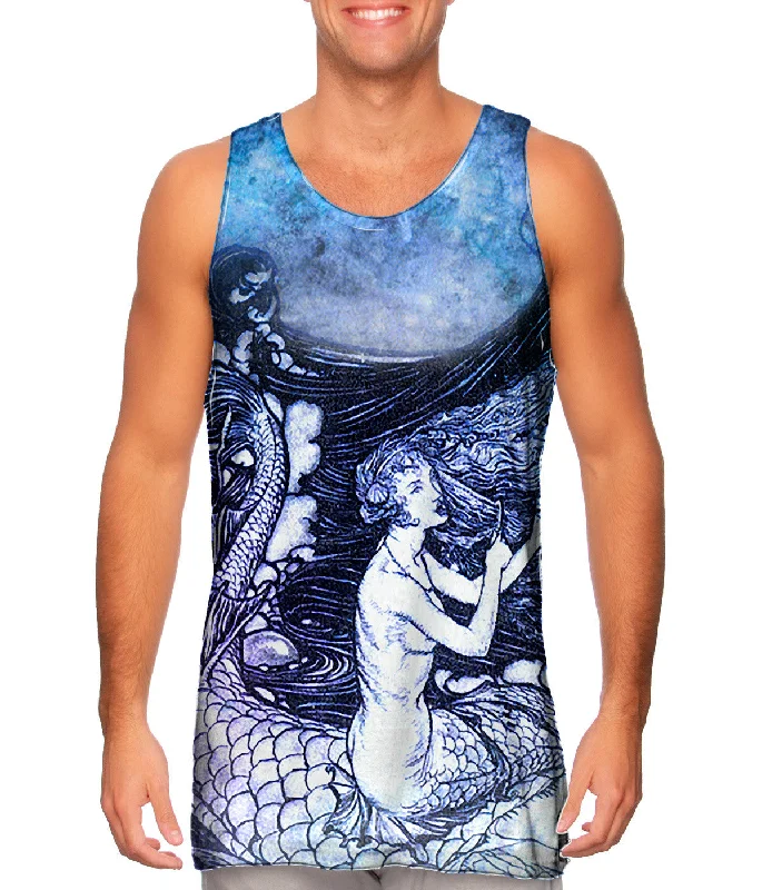 Plus Size Women's Embroidered Tank Tops in Boho StylesArthur Rackham - "Mermaid Gold Emblems " Plus Size Women's Embroidered Tank Tops in Boho StylesArthur Rackham - "Mermaid Gold Emblems "