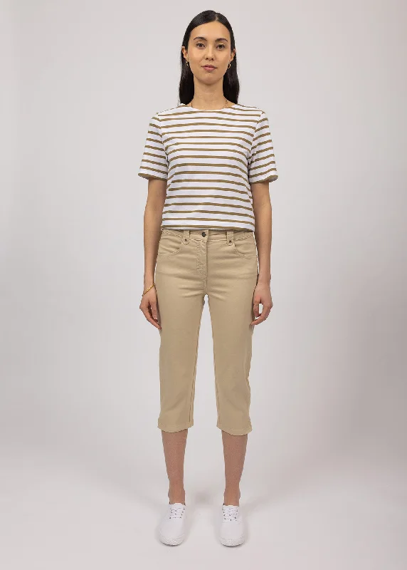 Elastic Waist Women Shorts for Easy Wear and ComfortElodie three quarters pants - in cotton, comfort fit (PLAGE) Elastic Waist Women Shorts for Easy Wear and ComfortElodie three quarters pants - in cotton, comfort fit (PLAGE)