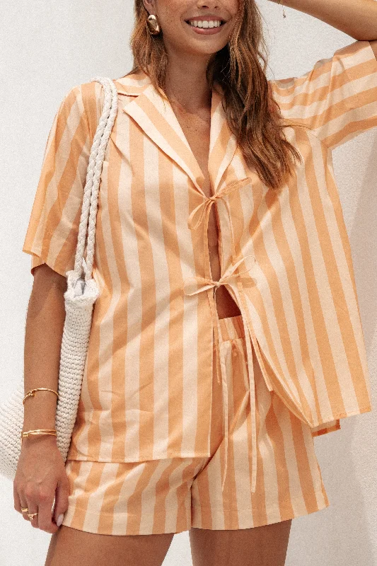 Printed Animal Print Women Shorts for a Wild and Stylish AppearanceEssie Shorts - Terracotta Stripe Printed Animal Print Women Shorts for a Wild and Stylish AppearanceEssie Shorts - Terracotta Stripe