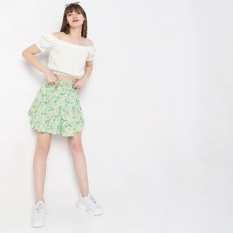 Patterned Geometric Women Shorts for a Modern AppealFlare Fit Floral Skirt