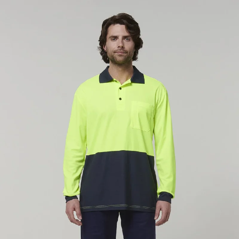 Plus - size polo shirt with side slits for added comfortHard Yakka Men's Long Sleeve Polo Shirt Y19617 Plus - size polo shirt with side slits for added comfortHard Yakka Men's Long Sleeve Polo Shirt Y19617