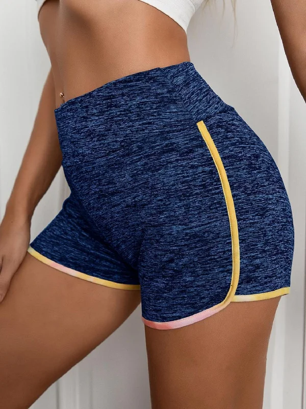 Elastic Waist Women Shorts for Easy Wear and ComfortHeathered Wide Waistband Shorts